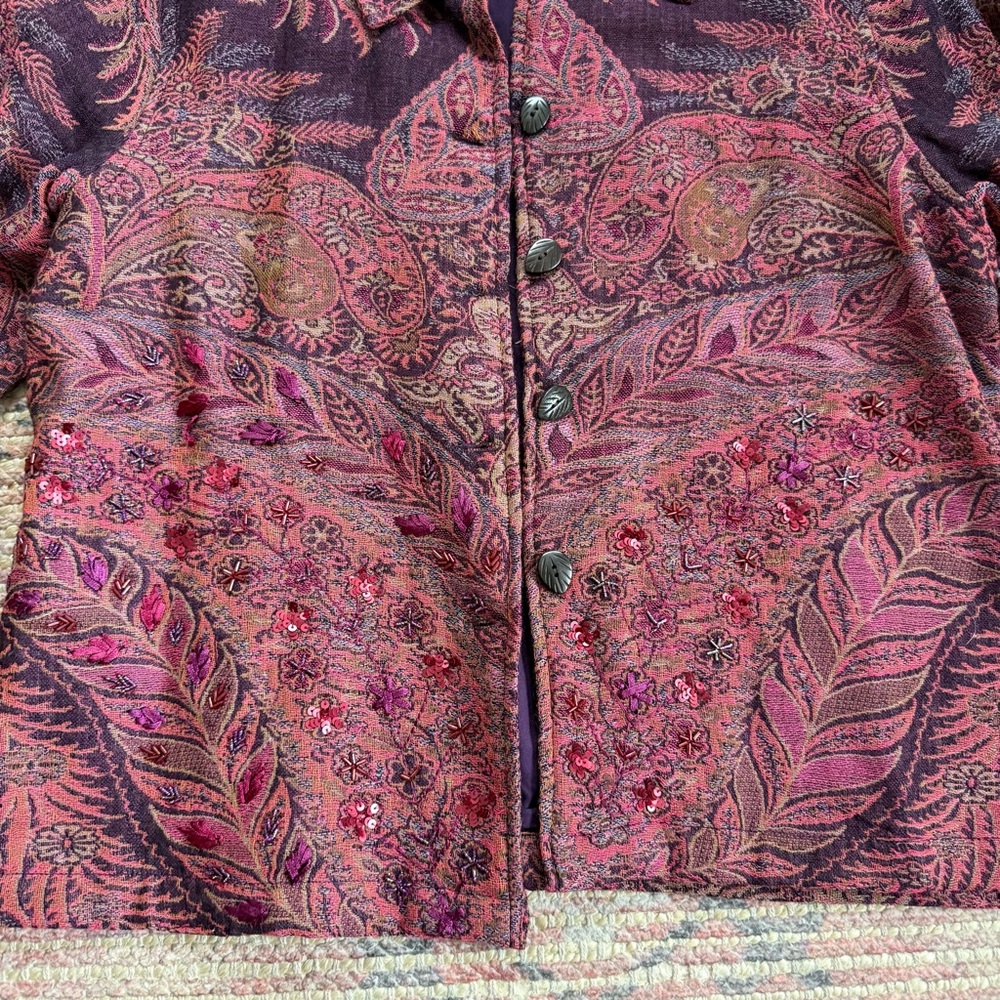 Beaded Wool Button-Up Jacket - Picture 5 of 10